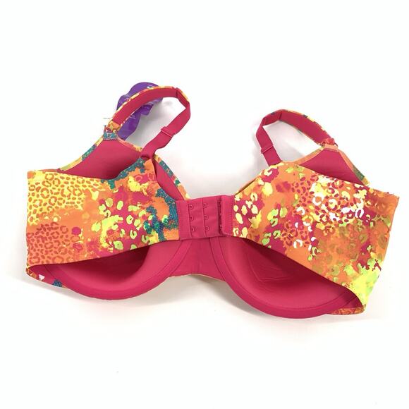 New Olga To A Tee Push Up T-Shirt Bra Sz 40D Womens Neon Cheetah Print Plus NWT - Picture 2 of 5